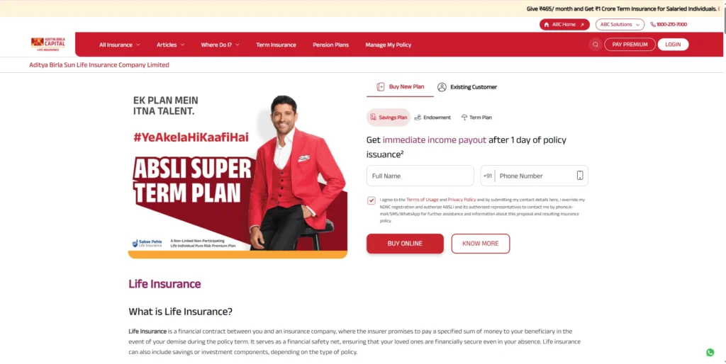 Aditya Birla Sun Life Insurance Company-Insurance Companies in India